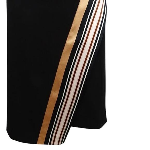 DKNY Black And Gold Asymmetrical Border-Print Wrap Skirt Size 2 NWT - Picture 4 of 7
